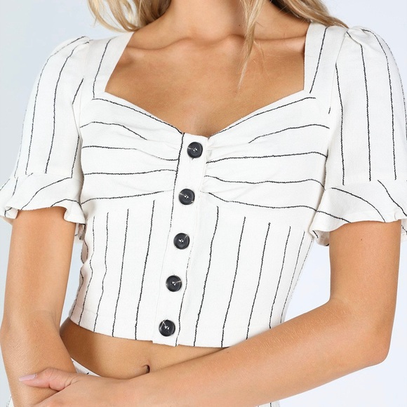 Honey Punch Stripe Button Crop Top! ✨ - Picture 3 of 4